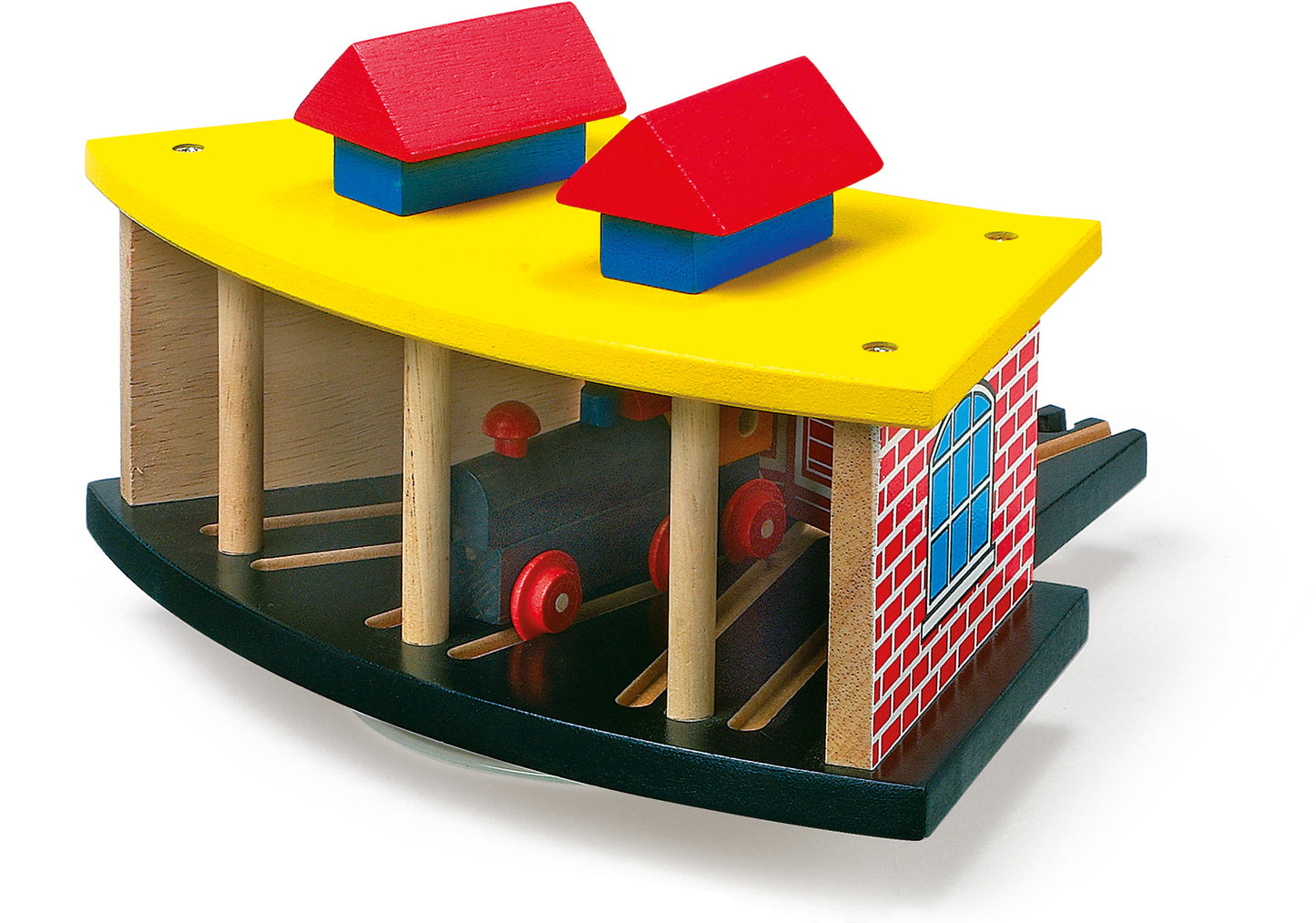 Garagem de locomotivas com portas