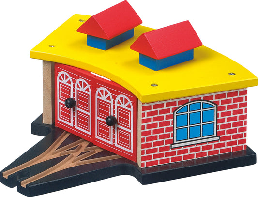 Garagem de locomotivas com portas